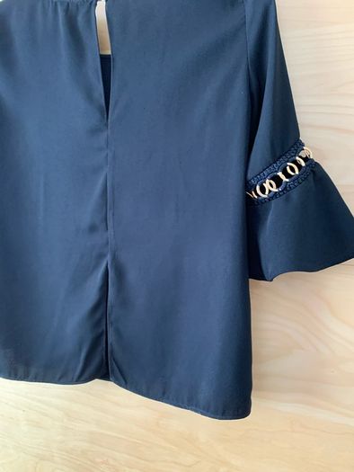 River Island Black & Gold Bell Sleeve Top