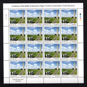 2017 Ireland The 100th Anniversary of the Battle of Messines Ridge Commemorative Stamps Sheet Plate 1A1A1A1A Min Never Hinged (MNH)