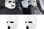 2 Pieces Creative Car Headrest Cover, Automotive Washable Head Rest Covers, Personalized Breathable Head Rest Cover, Car Dustproof Headrest Cover for Vehicle, Minivan, Automotive, RV(White)