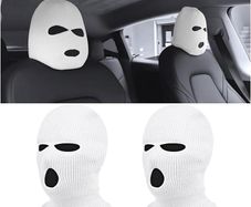 2 Pieces Creative Car Headrest Cover, Automotive Washable Head Rest Covers, Personalized Breathable Head Rest Cover, Car Dustproof Headrest Cover for Vehicle, Minivan, Automotive, RV(White)