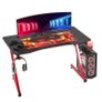 Gaming Desk Steel Frame w/ Cup Headphone Holder Adjustable Feet Red (FREE POSTAGE) Image 2