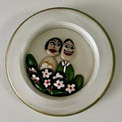 Handmade wedding couple pebble art