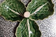 Vintage Portugal made Bordallo Pinheiro Green Glazed Cabbage Ceramic Dish