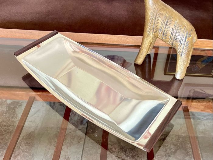 Mid Century Modern Stainless Steel Canoe Tray Danish Lundtofte DKF 1960s