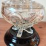 Vintage Glass vase and frog lid, on black ceramic base Image 2