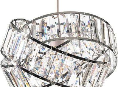 Chrome Light Shade with Clear Acrylic Crystals 19cm x 29cm, Lampshades for Ceiling Lights, Interwoven Rings Pendant Light Shade, Lamp Shades for Bedroom, Living Room, Kitchen, Hallway