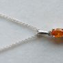 Vintage Sterling Silver 925 Amber pendant, Orange Amber Pendant 11" - 2,6g Image 3