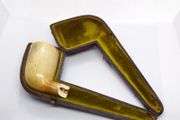 Antique/Vintage Meerschaum Leather Pipe Case and Bowl