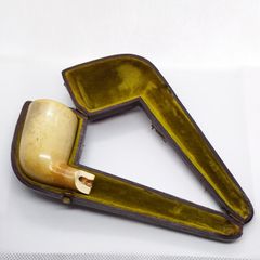 Antique/Vintage Meerschaum Leather Pipe Case and Bowl