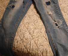 ripped/patchwork jeans