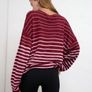 Noista x SHEIN Burgundy Striped Oversized Top Size L (UK 14 Loose Fit) Image 2