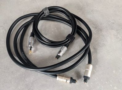 2Toslink cables. 1-Mini-Toslink  to Toslink and 2 standard Toslink both ends.