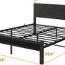 King Size Bed Frame with Wooden Storage Headboard, Metal Bed Frame King Size Bed Base/Mattress Foundation, Enhanced Support Noise Free, Black Image 3