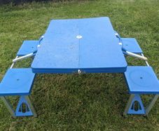 Camping picnic table and chairs
