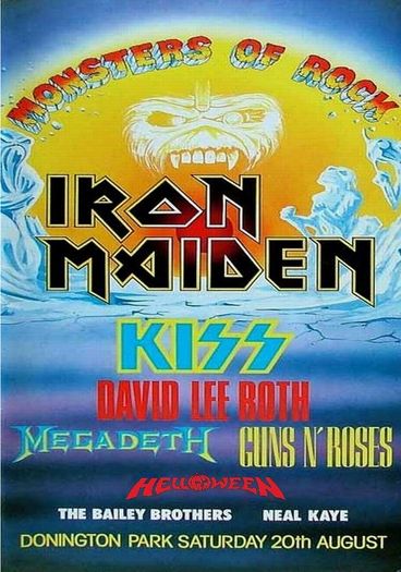 Iron MaidenVintage Concert Poster Monsters Of Rock Donington Park UK August 20th 1988 Replica