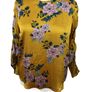 V By Very Ladies Mustard Yellow Floral Blouse With Long Rushed Sleeves Uk 16 Image 3
