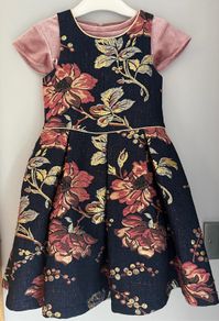 Dunnes Stores floral metallic dress with matching top Age 3EUC