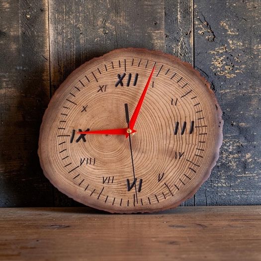 Handmade Wooden Clock Natural Wood Slice Silent Movement