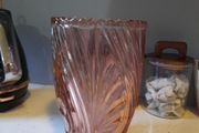 vintage heavy pink/amber glass vase
