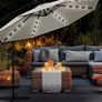 Aluminium LED Solar Cantilever Parasol, Diameter 300 cm, Sun Umbrella with Crank and On/Off Switch, Garden Parasol with UV Protection, Sun Shade with Stand, Market Umbrella, Waterproof Image 9