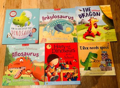 Kids Dinosaur Picture Books x6 - Harry and the Dinosaurs, T. Rex & Dragon