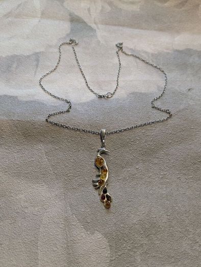 Silver and amber necklace