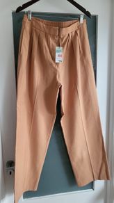 PRIMARK tan wide leg trousers with pockets Sz 16 UK Bnwt