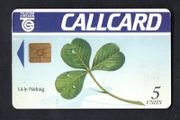1991 Ireland 5 Unit St. Patricks Day '91 (Shamrock) (Gemplus GEM1) Call Card Used. Telecom Eireann card number 1028