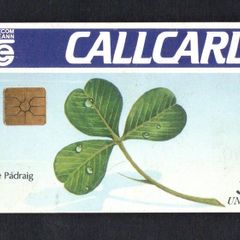 1991 Ireland 5 Unit St. Patricks Day '91 (Shamrock) (Gemplus GEM1) Call Card Used. Telecom Eireann card number 1028