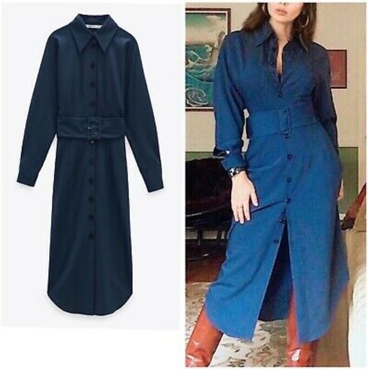 ZARA bloggers shirt dress with belt, S, NEW