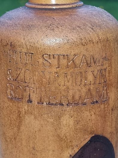 Antique stoneware bottle for Dutch gin (jenever)