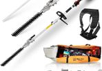 BU-KO 52cc Long Reach Petrol Hedge Trimmer and 75cm Extension Pole w/Toolbag for Convenient Storage, Precision Trimming for Tall Hedges & Bushes, Easy to Use, High Performance, Durable Steel Blade