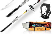 BU-KO 52cc Long Reach Petrol Hedge Trimmer and 75cm Extension Pole w/Toolbag for Convenient Storage, Precision Trimming for Tall Hedges &amp; Bushes, Easy to Use, High Performance, Durable Steel Blade