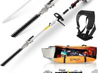 main image for ad BU-KO 52cc Long Reach Petrol Hedge Trimmer and 75cm Extension Pole w/Toolbag for Convenient Storage, Precision Trimming for Tall Hedges &amp; Bushes, Easy to Use, High Performance, Durable Steel Blade