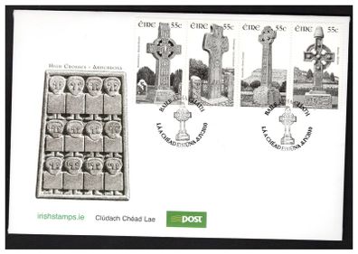 2010 Ireland Ireland Series High Crosses (Drumcliffe Cross, Co. Sligo & Carndonaagh Cross, Co. Donegal & Ahenny Cross, Co. Tipperary & Monasterboice, Co. Louth) Commemorative Stamp First Day Cover (FDC)