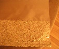 Roller Blind Sparkle Sequin trim gold faux silk