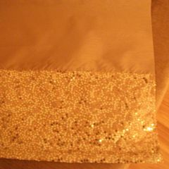 Roller Blind Sparkle Sequin trim gold faux silk