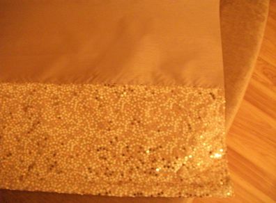 Roller Blind Sparkle Sequin trim gold faux silk