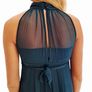 Teal silk halterneck party dress Image 3