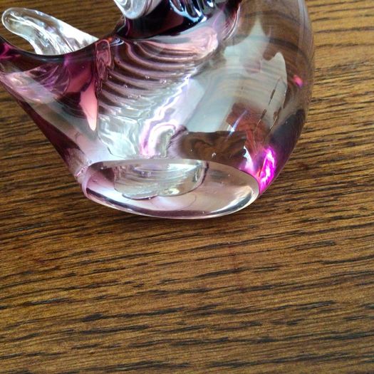 Art Glass Amethyst and Clear Glass Swan