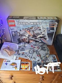 Lego star wars 4504 Millennium Falcon Original Trilogy Edition box +75414 force burn speeder