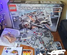 Lego star wars 4504 Millennium Falcon Original Trilogy Edition box +75414 force burn speeder