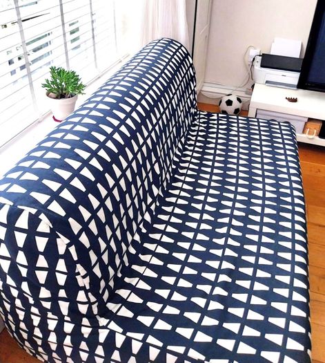 IKEA 2-Seat Sofa-Bed (Black & White Geometric)