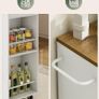 Rolling Kitchen Island Cart with Storage Space Kitchen Island Table with Trash Can, 5 Swivel Castors, Drawer, Spice Rack and Towel Holder for Kitchen Image 6