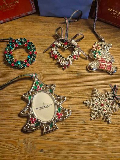 Newbridge Silverware Crystal Christmas Decorations x5 Bundle | Vintage & Modern | Mint