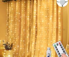 Curtain Fairy Lights Waterproof, 3mx3m 300LED Fairy Lights with 8 Modes Remote Control Timer Adjustable Brightness, Curtain Light Plug in for Bedroom, Garden, Party, Wedding, Christmas MULTIPLE COLOURS AVAILABLE (FREE POSTAGE)