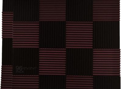96 Pack Burgundy/Black Absorb the echo Acoustic Foam Panel Wedge Studio Soundproofing Wall Tiles 12" X 12" X 1"