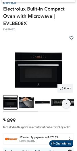 Electrolux EVLB08X oven with microwave combi New