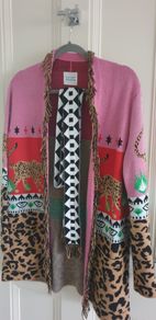 Hayley Menzies leopardess short cardigan - pink/red