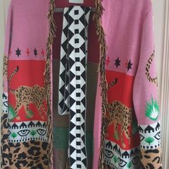 Hayley Menzies leopardess short cardigan - pink/red